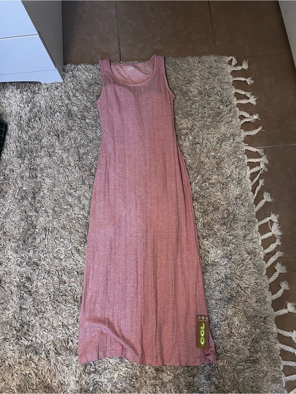 OGL Ribbed Dusty Rose Maxi Dress w/built in bra